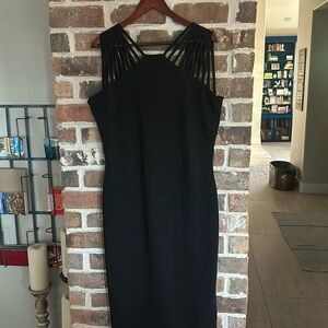 141 Sangria Black fitted dress with back zipper sz 16